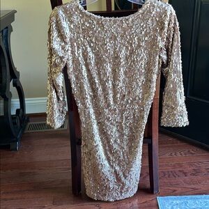 Hot Miami Styles Champagne Sequin Dress Medium